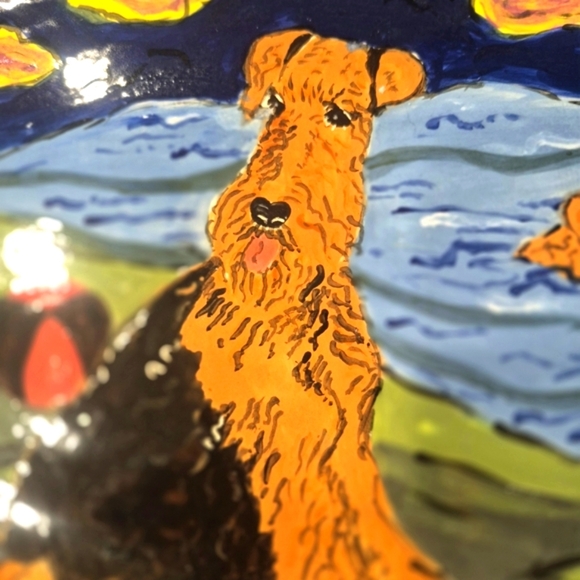 Artistic Dog-Themed Ceramic Tray By Canadian Artist Patricia Lazar - Picture 6 of 10